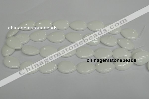 CPB92 15.5 inches 18*25mm flat teardrop white porcelain beads wholesale