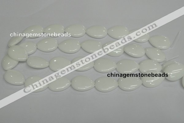 CPB92 15.5 inches 18*25mm flat teardrop white porcelain beads wholesale