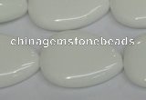 CPB93 15.5 inches 20*30mm flat teardrop white porcelain beads wholesale