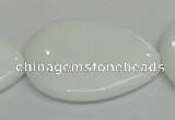 CPB94 15.5 inches 30*40mm flat teardrop white porcelain beads wholesale