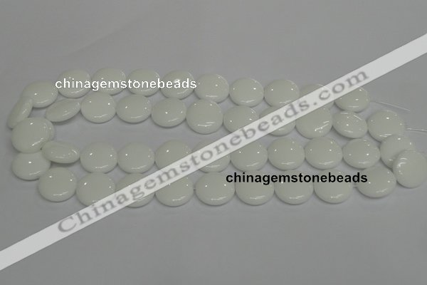 CPB98 15.5 inches 18mm flat round white porcelain beads wholesale