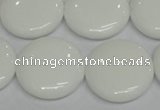 CPB99 15.5 inches 20mm flat round white porcelain beads wholesale