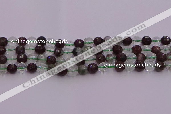 CPC11 15.5 inches 8mm faceted round green phantom quartz beads