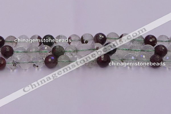 CPC13 15.5 inches 12mm faceted round green phantom quartz beads