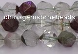 CPC16 15.5 inches 8mm faceted nuggets green phantom quartz beads