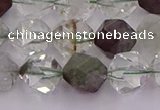 CPC18 15.5 inches 12mm faceted nuggets green phantom quartz beads