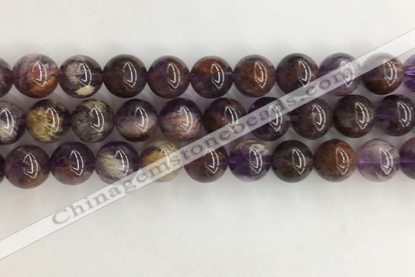 CPC663 15.5 inches 12mm round purple phantom quartz beads