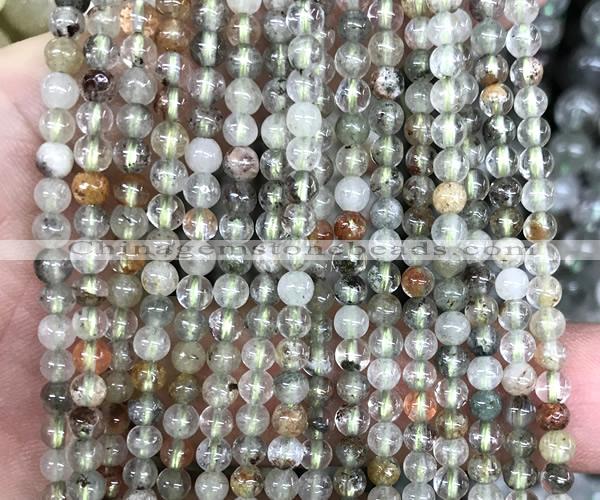 CPC726 15 inches 4mm round green phantom quartz beads wholesale