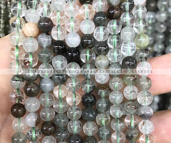CPC727 15 inches 6mm round green phantom quartz beads wholesale