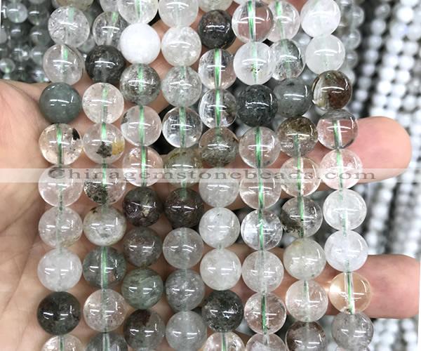CPC729 15 inches 10mm round green phantom quartz beads wholesale