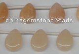 CPE22 Top-drilled 12*16mm flat teardrop peach stone beads wholesale