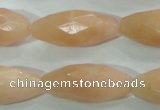 CPI100 15.5 inches 13*30mm faceted rice pink aventurine jade beads