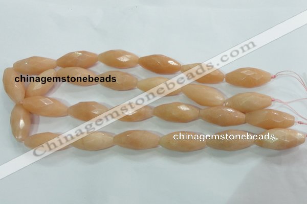 CPI100 15.5 inches 13*30mm faceted rice pink aventurine jade beads