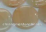 CPI103 15.5 inches 30mm flat round pink aventurine jade beads