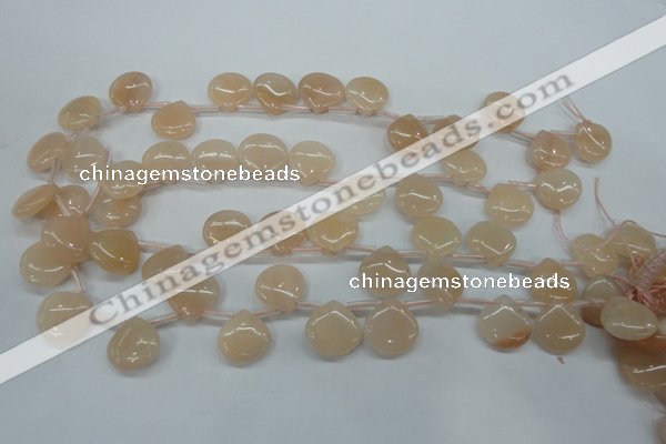 CPI20 Top-drilled 15*15mm flat teardrop pink aventurine jade beads