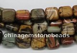 CPJ05 15.5 inches 10*10mm square picasso jasper beads wholesale