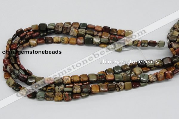 CPJ05 15.5 inches 10*10mm square picasso jasper beads wholesale