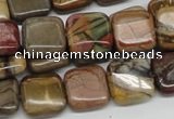 CPJ06 15.5 inches 14*14mm square picasso jasper beads wholesale