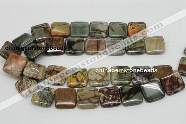 CPJ07 15.5 inches 25*25mm square picasso jasper beads wholesale