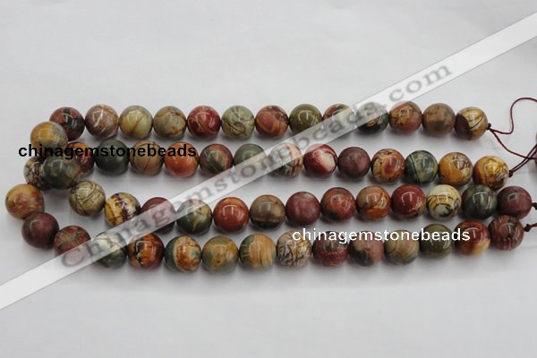 CPJ105 15.5 inches 14mm round picasso jasper gemstone beads wholesale