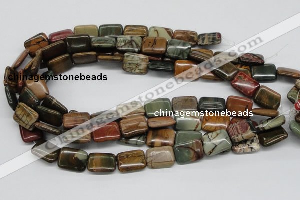 CPJ11 15.5 inches 15*20mm rectangle picasso jasper beads wholesale