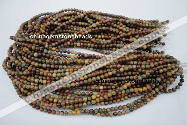 CPJ151 15.5 inches 4mm round picasso jasper gemstone beads