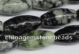 CPJ211 15.5 inches 12*24mm rice green picasso jasper beads