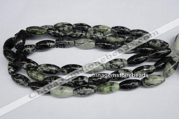 CPJ211 15.5 inches 12*24mm rice green picasso jasper beads