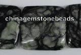 CPJ228 15.5 inches 30*30mm square green picasso jasper beads