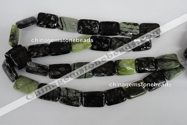 CPJ233 15.5 inches 18*25mm rectangle green picasso jasper beads