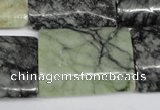 CPJ239 15.5 inches 22*30mm flat tube green picasso jasper beads