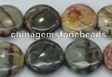 CPJ27 15.5 inches 20mm flat round picasso jasper beads wholesale