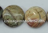 CPJ28 15.5 inches 25mm flat round picasso jasper beads wholesale