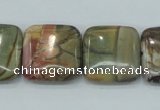 CPJ32 15.5 inches 20*20mm square picasso jasper beads wholesale