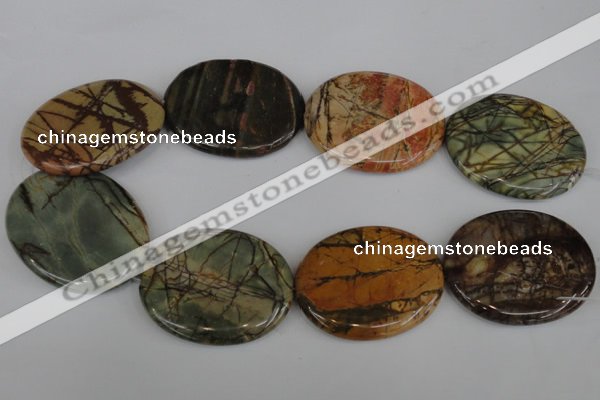 CPJ359 15.5 inches 40*50mm oval picasso jasper gemstone beads