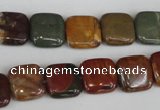 CPJ361 15.5 inches 12*12mm square picasso jasper gemstone beads