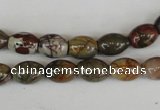 CPJ365 15.5 inches 8*10mm rice picasso jasper gemstone beads