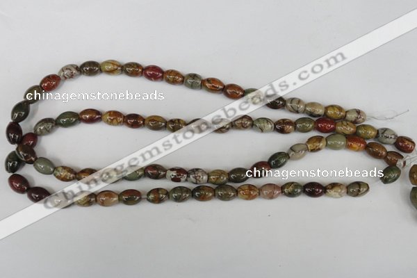 CPJ365 15.5 inches 8*10mm rice picasso jasper gemstone beads