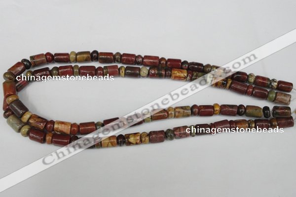 CPJ367 15.5 inches 5*8mm rondelle & 8*10mm tube picasso jasper beads