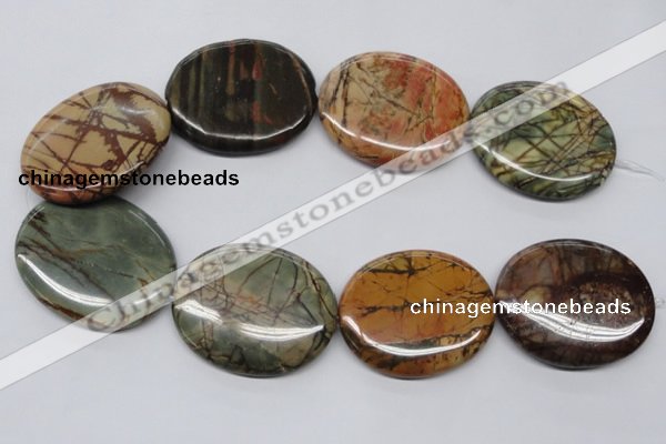 CPJ37 15.5 inches 40*50mm oval picasso jasper beads wholesale