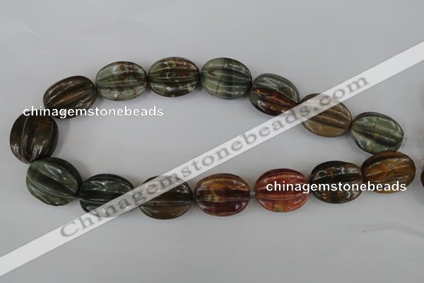 CPJ372 15.5 inches 25*28mm starfruit picasso jasper gemstone beads