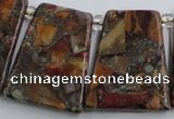 CPJ378 Top drilled 22*26mm trapezoid picasso jasper & pyrite beads