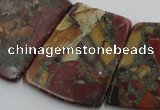 CPJ380 18*25mm - 26*32mm trapezoid picasso jasper & pyrite beads