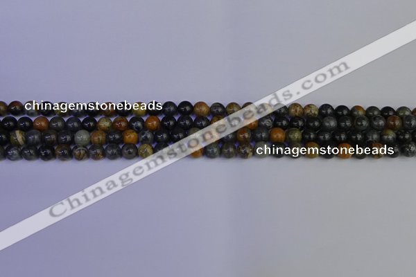 CPJ470 15.5 inches 4mm round black picasso jasper beads wholesale