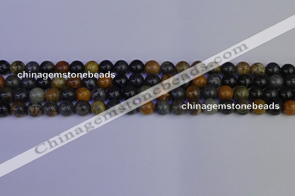 CPJ472 15.5 inches 8mm round black picasso jasper beads wholesale