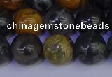 CPJ475 15.5 inches 14mm round black picasso jasper beads wholesale