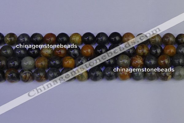 CPJ475 15.5 inches 14mm round black picasso jasper beads wholesale