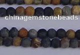 CPJ490 15.5 inches 4mm round matte black picasso jasper beads