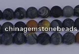 CPJ491 15.5 inches 6mm round matte black picasso jasper beads