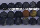 CPJ492 15.5 inches 8mm round matte black picasso jasper beads